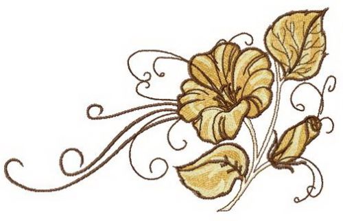 Cute composition with morning glory machine embroidery design