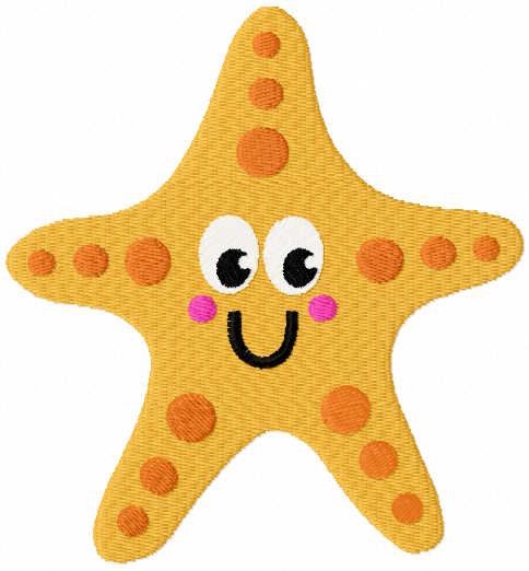 Smiling sea star free embroidery design