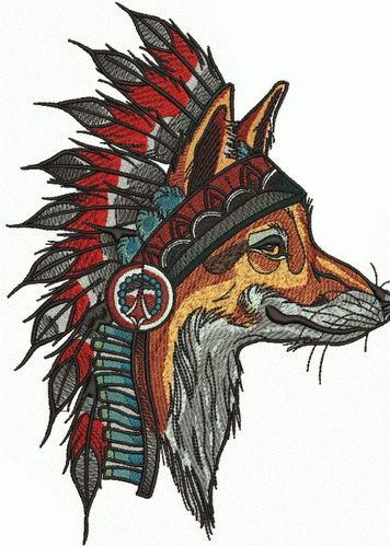 Indian fox 3 machine embroidery design