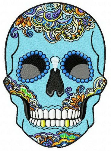 Rainbow skull machine embroidery design