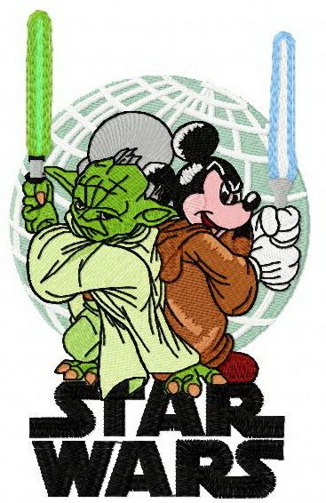 Star Wars Yoda vs Mickey machine embroidery design