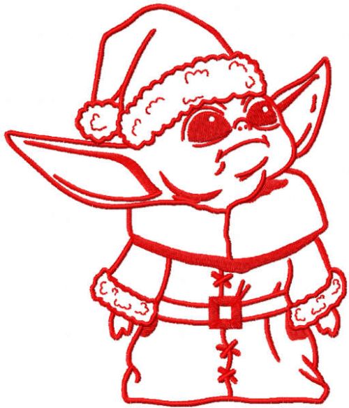 Yoda Santa Claus embroidery design