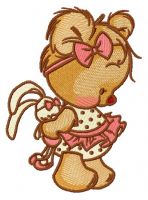 Shy teddy bear 6 embroidery design