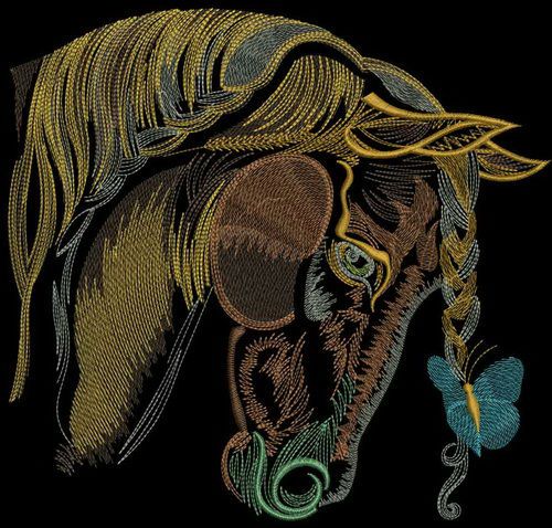 Sad horse machine embroidery design