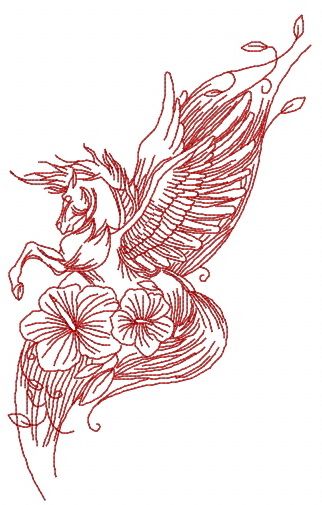 Pegasus with flowers 2 machine embroidery design