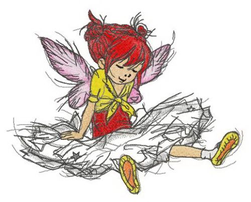 Girl fairy sitting machine embroidery design
