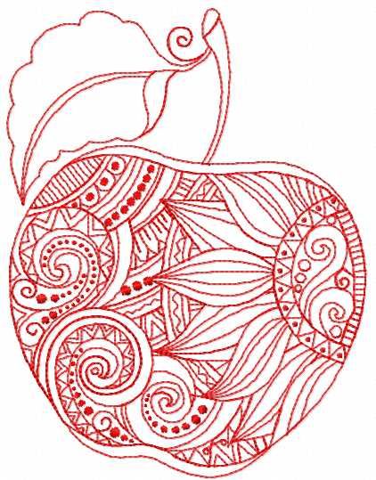 Apple redwork embroidery design