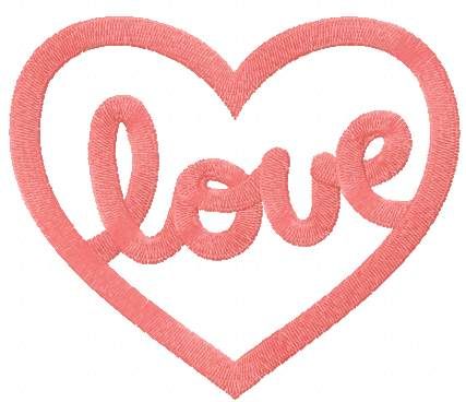 Pink love heart embroidery design