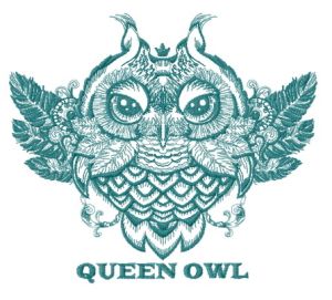 Queen owl embroidery design