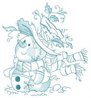 Snowman waiting for snowfall embroidery design