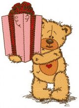 Teddy bear present for you embroidery design