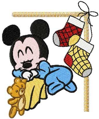 Mickey Mouse Christmas Dream machine embroidery design