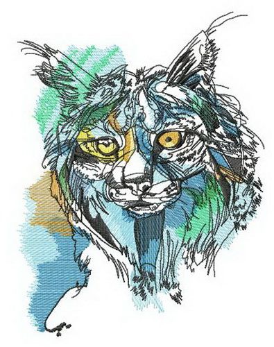 Lynx hunting machine embroidery design