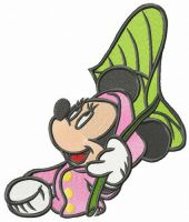 Minnie isn't afraid of rain embroidery design