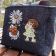 Embroidered bag ith cute girl and teddy bear ballerina