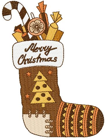 Christmas boot embroidery design