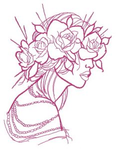 Rose wreath one color embroidery design