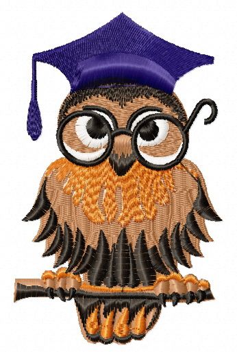 Graduated owl machine embroidery design