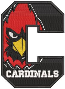 Cardinals letter C embroidery design