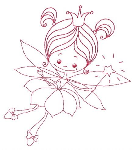 Fairy princess sketch machine embroidery design