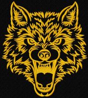 Wolf angry muzzle embroidery design