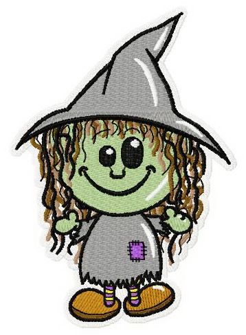 Young witch machine embroidery design