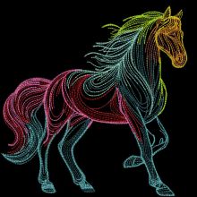 Rainbow horse sketch embroidery design