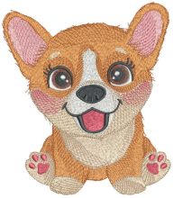 Corgi puppy embroidery design