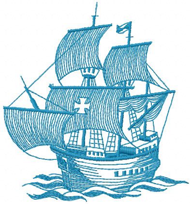 Spanish galleon free embroidery design