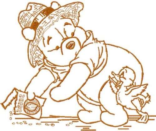 Winnie Pooh and little duck embroiderydesign 2