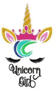 Royal unicorn girl embroidery design
