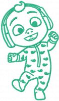 Baby Johny Cocomelon one colored embroidery design