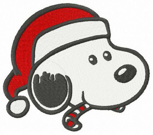 Snoopy likes candy cane machine embroidery design 