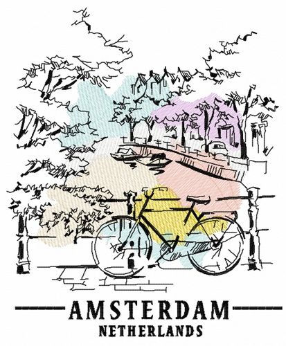 Amsterdam Netherlands machine embroidery design
