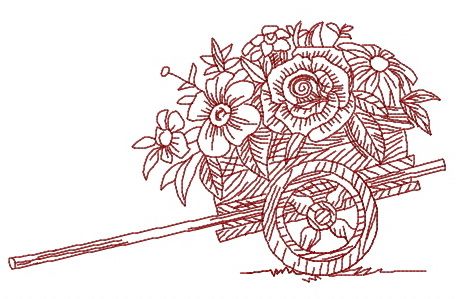 Cart with flowers 2 machine embroidery design