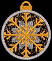 Christmas ball golden snowflake embroidery design