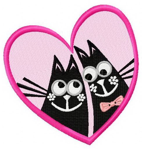 Cat's love 2 machine embroidery design      