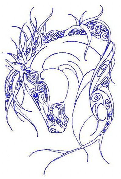 Tribal horse 3 machine embroidery design