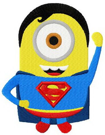 Minion superman machine embroidery design