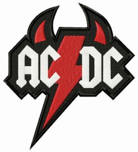 AC/DC devil logo embroidery design