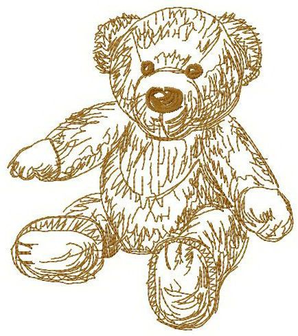 Old bear toy 6 machine embroidery design