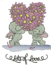 Elephants lot's of love embroidery design
