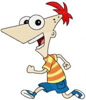 Phineas running embroidery design