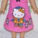 Embroidered Hello Kitty with small dogs design on doll dress