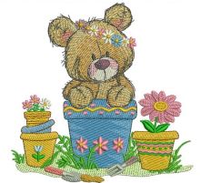 Teddy bear in flower pot