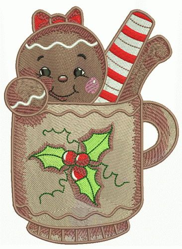 Gingerbread girl 4 machine embroidery design