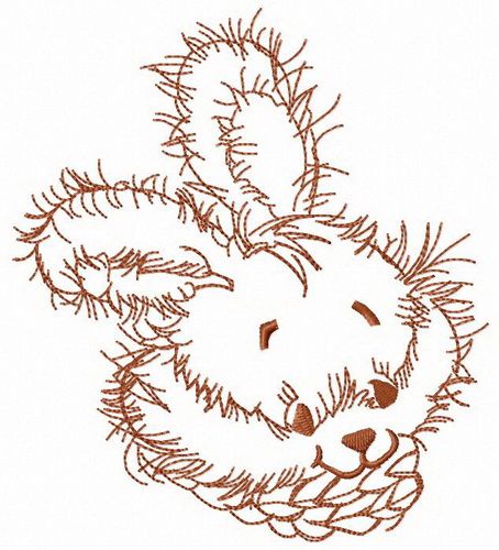 Fluffy bunny muzzle machine embroidery design