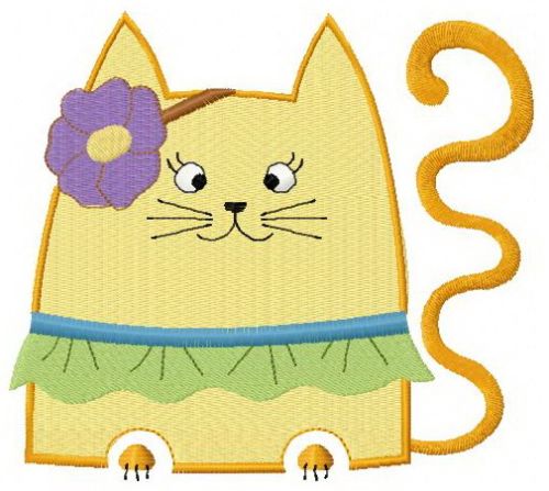 Cute cat machine embroidery design