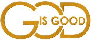 God is good gold embroidery design
