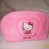 Hello Kitty embroidered on pink cosmetic bag